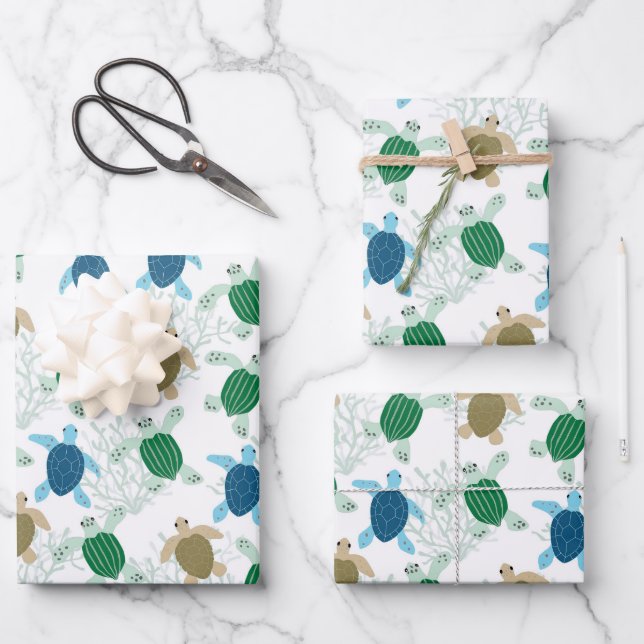 Papier d'emballage Tortue, Emballage Cadeau Vie Ma (Recto)