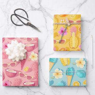Papier d'emballage tropical frais d'été Ensemble d