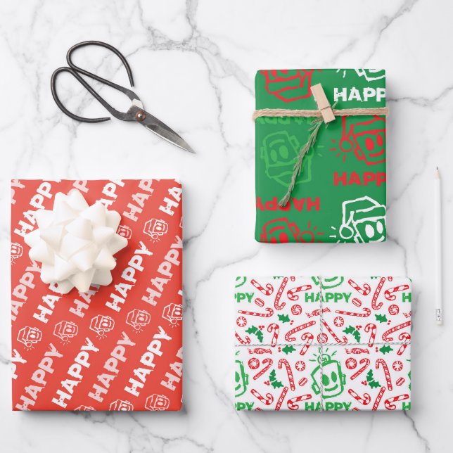 Papier d'emballage varié de Noël JOYEUX (Recto)
