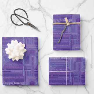Papier d'emballage violet Joyeux Jours