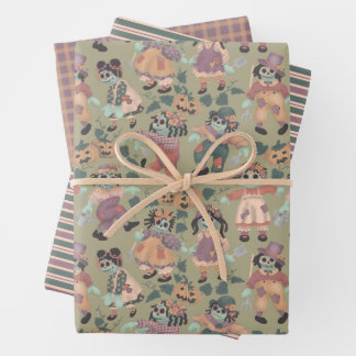 Papier d'emballage Zombies de poupée Halloween Rag