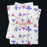 Papier d'enlèvement de fleurs frais<br><div class="desc">Ce design artisanal présente des fleurs fraîches coupées illustrées de rose et de violet. Un pack comprend trois versions de coordination différentes de ce design floral,  parfait pour le mixage et l'association.</div>