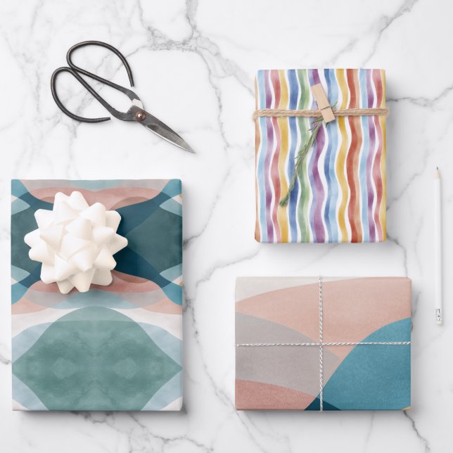 Papier d'enrobage Abstrait à feuilles plates de 3 (Recto)