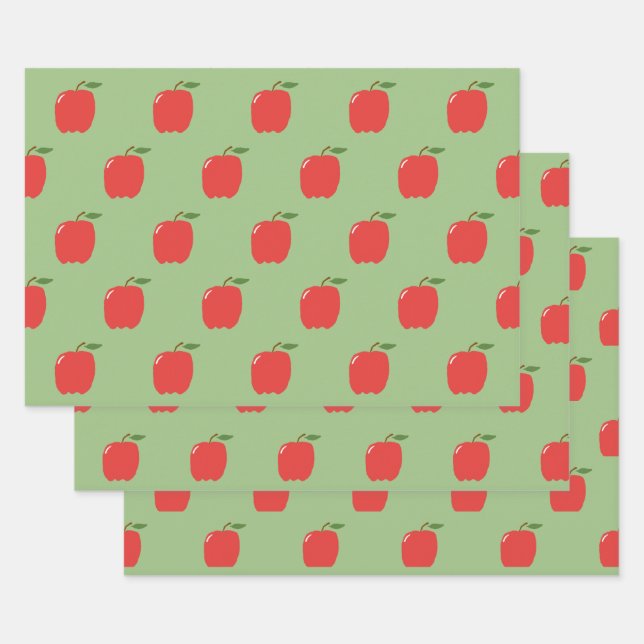 Papier d'enrobage de pommes (vert et rouge de sage (Lot)