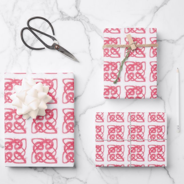 Papier d'enrobage rose CELTIC KNOT (Recto)