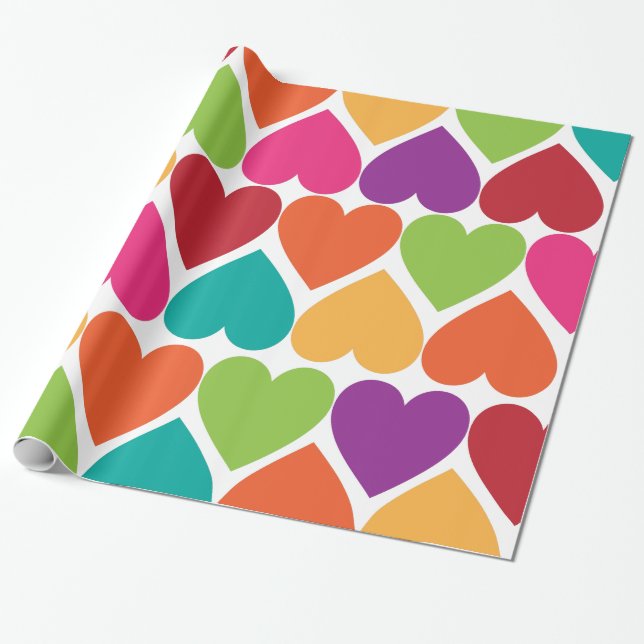 Papier d'enveloppe de cadeau de coeurs de (Déroulé)