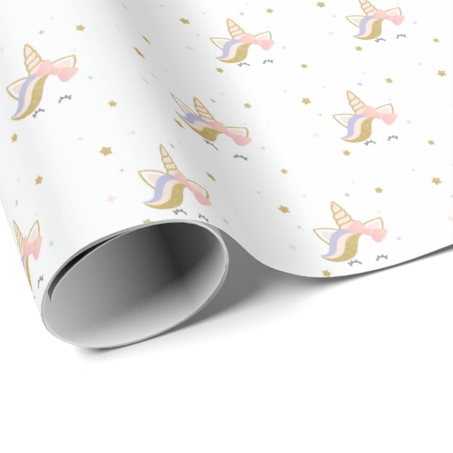 Papier d'enveloppe de cadeau de licorne (Coin rond)