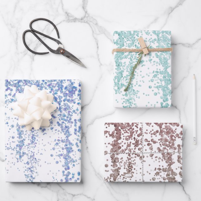 Papier d'enveloppement à étincelles bleu vert et r (Recto)