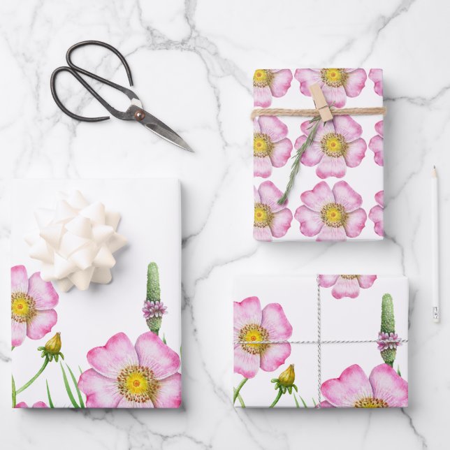 Papier d'enveloppement baby shower en fleur (Recto)