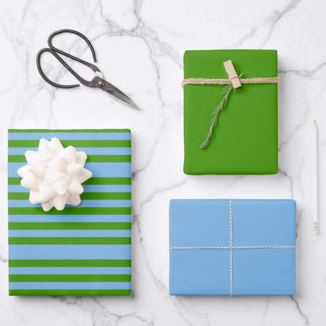 Papier d'enveloppement bleu et vert laiton Denim (Recto)