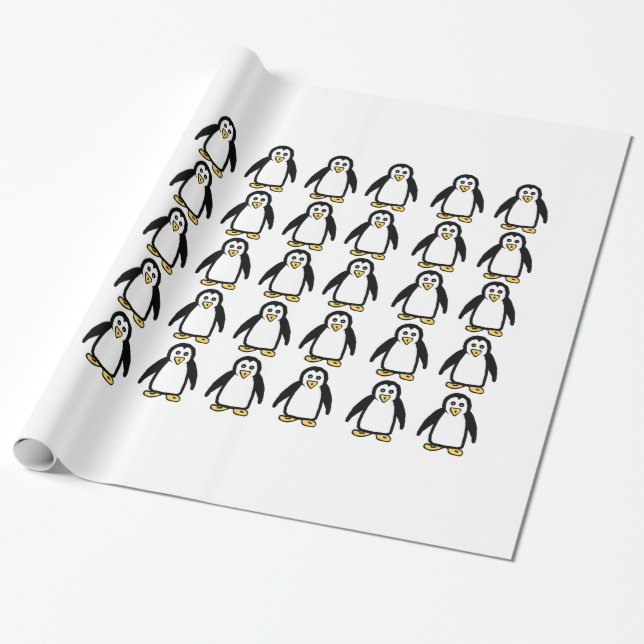 Papier d'enveloppement cadeau de pingouins (Déroulé)