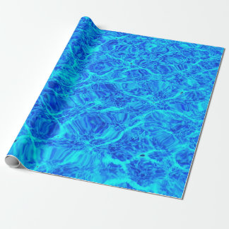 Papier d'enveloppement cadeau de piscine bleu étin