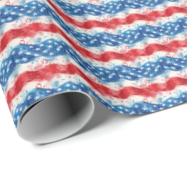Papier d'enveloppement cadeau Patriotic USA (Coin rond)