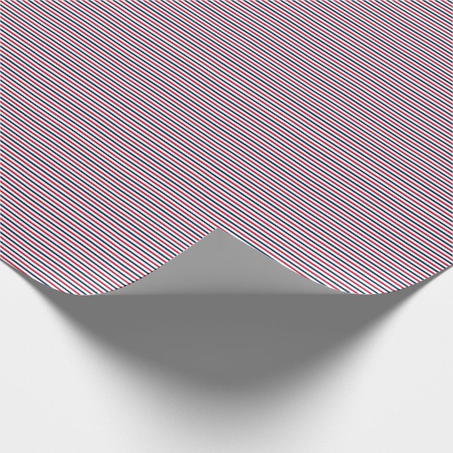 Papier d'enveloppement cadeau rayé-Rouge-Blanc-Ble (Coin)