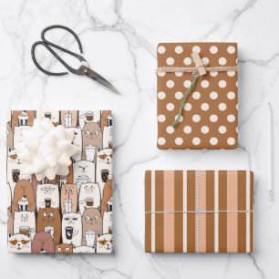 Papier d'enveloppement cool de 3 chats de café