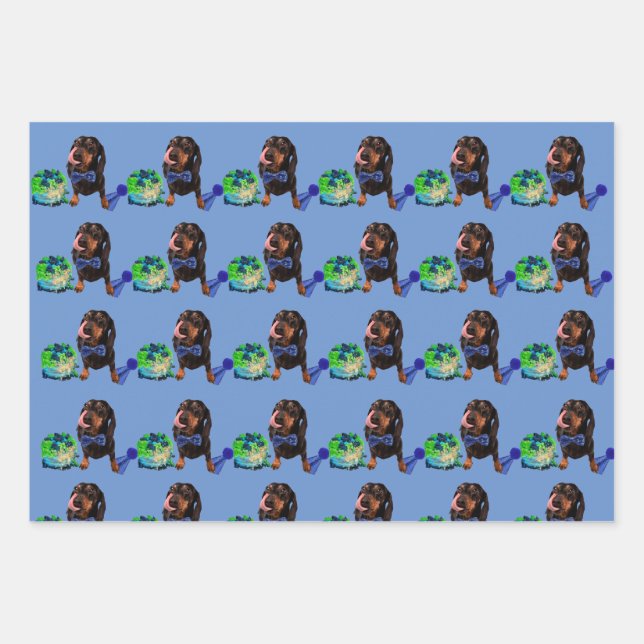 Papier d'enveloppement DachsundLove mignon 48x73cm (Devant)