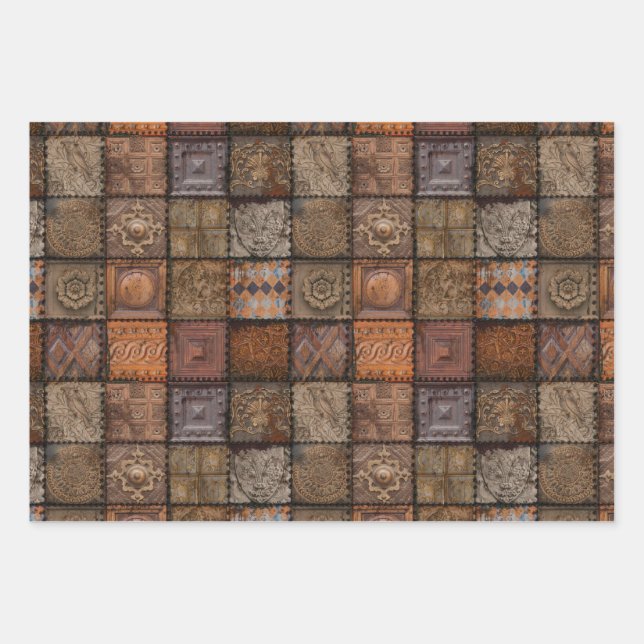 Papier d'enveloppement de carreaux Vintages (Devant)