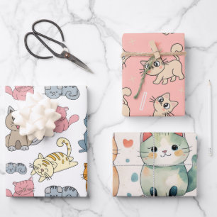 Papier d'enveloppement de chats mignon, Papier cad