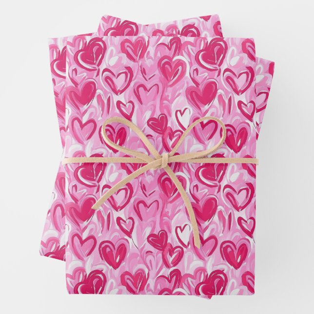 Papier d'enveloppement de coeur préppy (En situation)