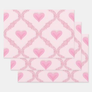 Papier d'enveloppement de coeur rose