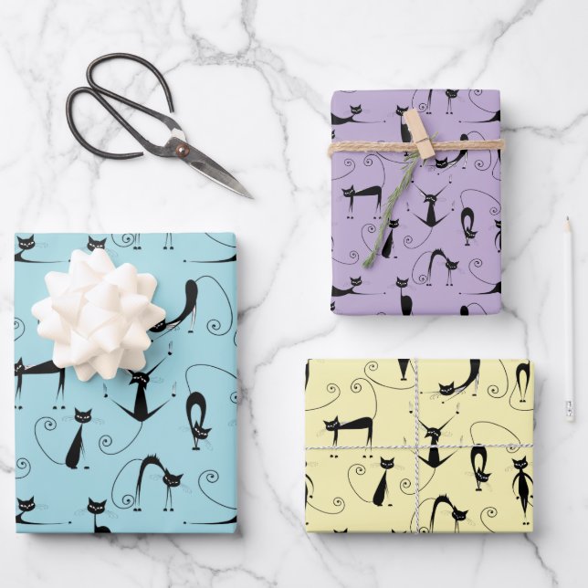 Papier d'enveloppement de conception Crazy Cats (Recto)