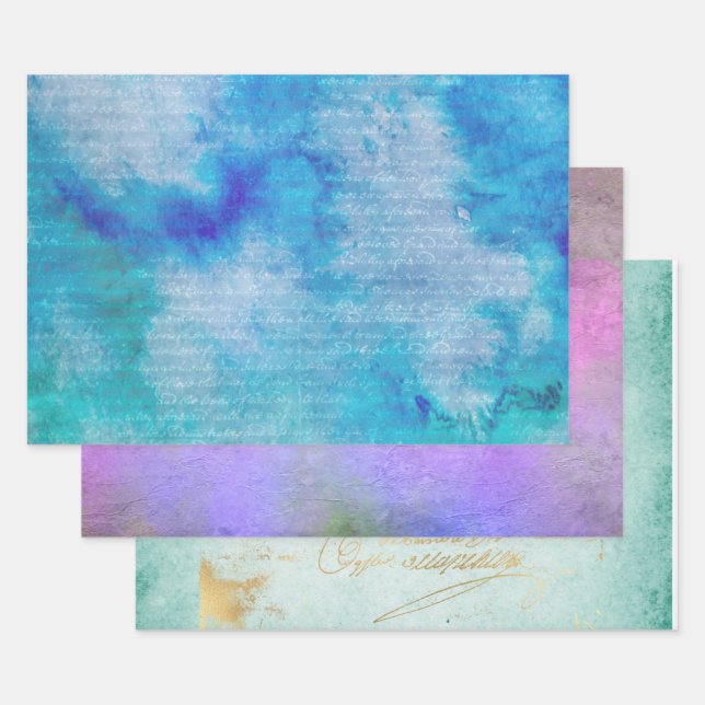 Papier d'enveloppement de couleur d'eau d'hiver (Lot)