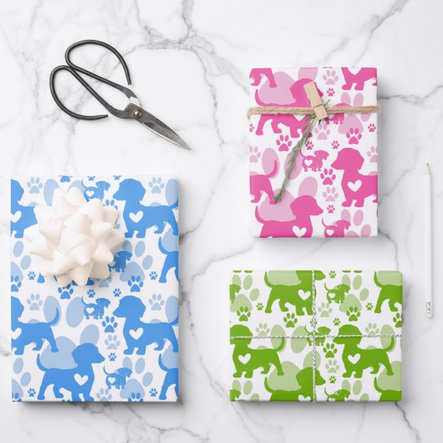 Papier d'enveloppement de Dachshunds de couleur mi (Recto)