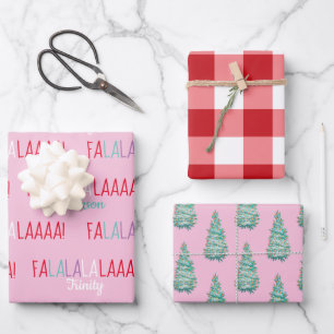 Papier d'enveloppement de feuilles plats de Noël 