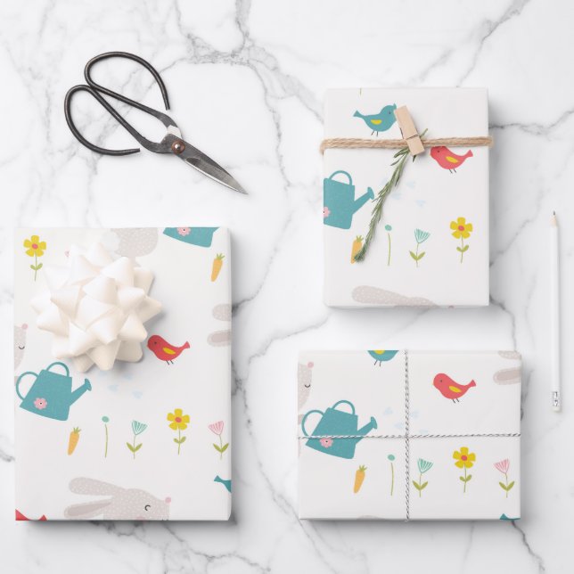 Papier d'enveloppement de lapins Springtime  (Recto)