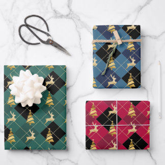 Papier d'enveloppement de Noël "Arbre et rennes d'