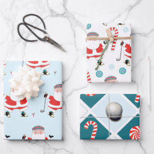 Papier d'enveloppement de Noël de golf