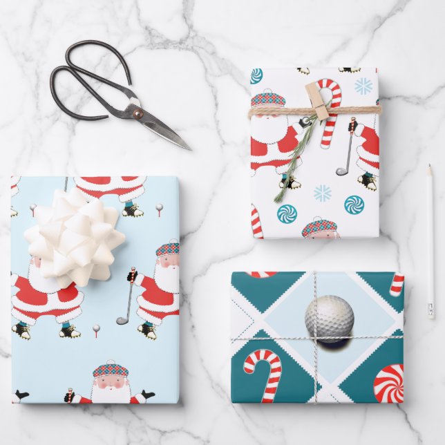 Papier d'enveloppement de Noël de golf (Recto)