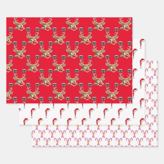 Papier d'enveloppement de Noël rétro Red Santa Cla (Lot)