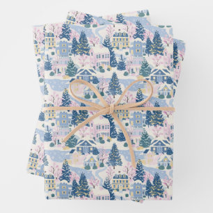 Papier d'enveloppement de Noël rose et bleu
