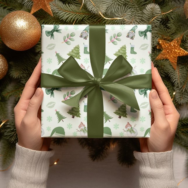 Papier d'enveloppement de Noël rose et vert (Créateur téléchargé)