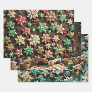 Papier d'enveloppement de Noël série de 3