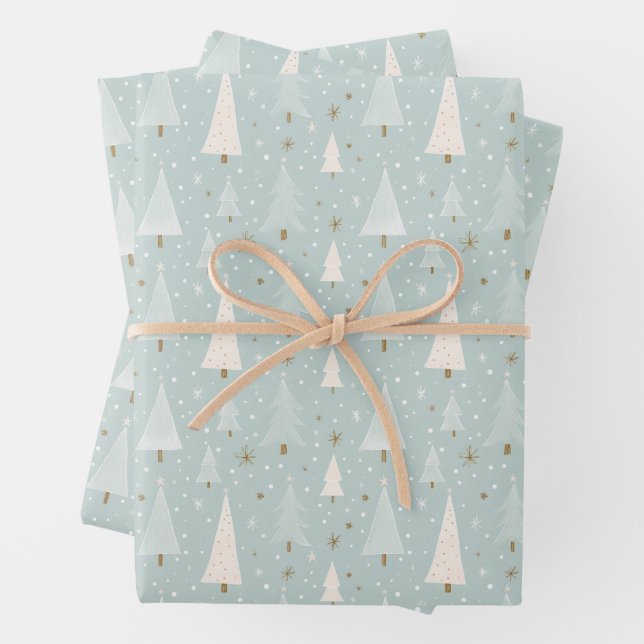 Papier d'enveloppement de Noël vert Sage (En situation)