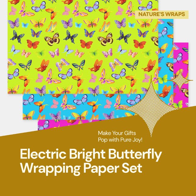 Papier d'enveloppement de papillon électrique (Make Your Gifts Pop with Pure Joy!)