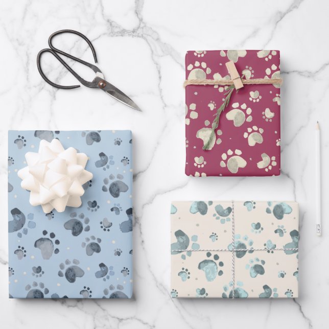 Papier d'enveloppement de pattes de chien d'aquare (Recto)