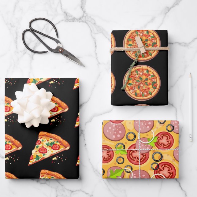 Papier d'enveloppement de pizza | 3 feuilles | 3 D (Recto)