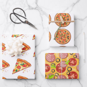 Papier d'enveloppement de pizza   3 feuilles   3 D