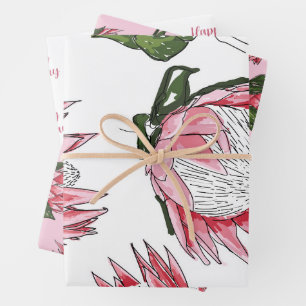 Papier d'enveloppement de Protea rose de 3