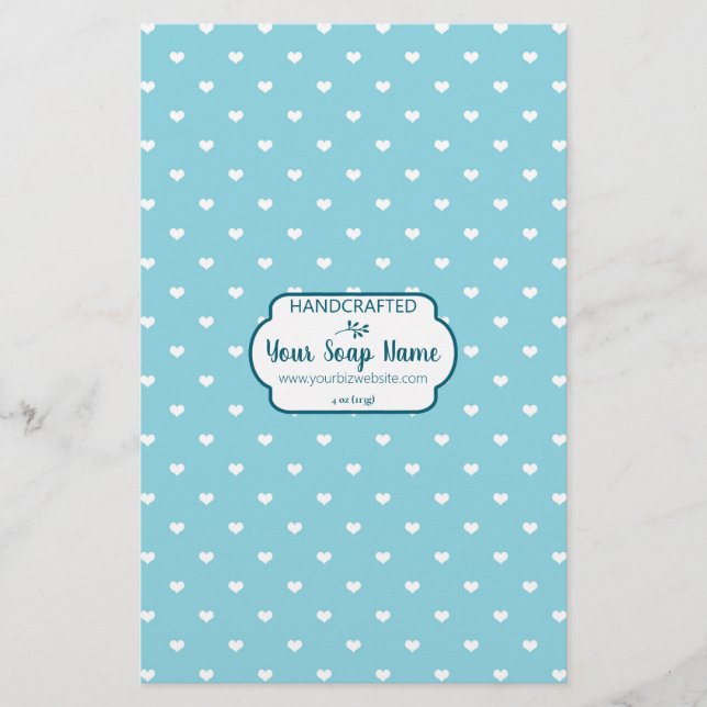 Papier d'enveloppement de savon bleu clair et blan (Devant)