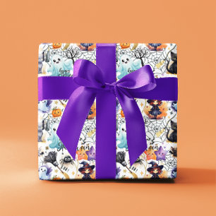 Papier d'enveloppement d'Halloween de charme orang