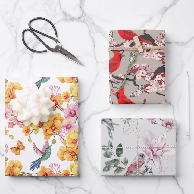 Papier d'enveloppement d'oiseaux Ensemble plat de  (Recto)
