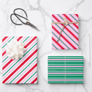 Papier d'enveloppement Festive Stripe Christmas