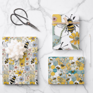 Papier d'enveloppement Floral des abeilles Feuille