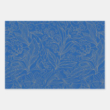 Papier d'enveloppement floral moderne gris bleu