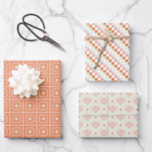 Papier d'enveloppement floral rose et orange 3