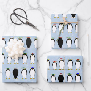 Papier d'enveloppement hivernal de pingouins